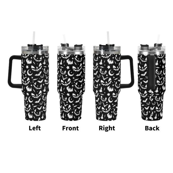 Halloween Fun Frights Retro Cute Custom Stanley Quencher 40Oz Stainless Steel Tumbler With Handle - Image 2