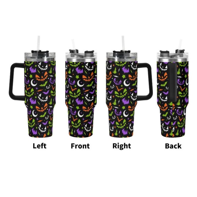 Halloween Fun Frights Retro Cute Custom Stanley Quencher 40Oz Stainless Steel Tumbler With Handle - Image 3