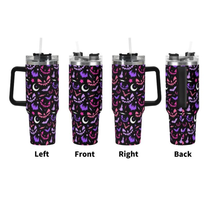 Halloween Fun Frights Retro Cute Custom Stanley Quencher 40Oz Stainless Steel Tumbler With Handle - Image 2
