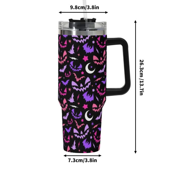 Halloween Fun Frights Retro Cute Custom Stanley Quencher 40Oz Stainless Steel Tumbler With Handle - Image 6
