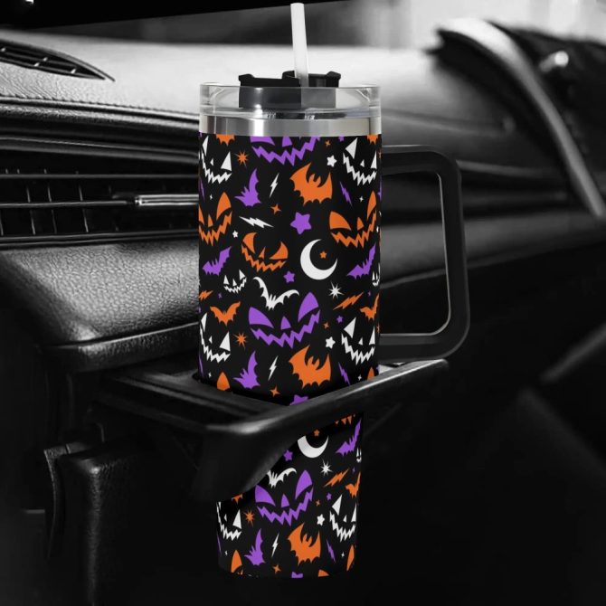 Halloween Fun Frights Retro Cute Custom Stanley Quencher 40Oz Stainless Steel Tumbler With Handle - Image 5
