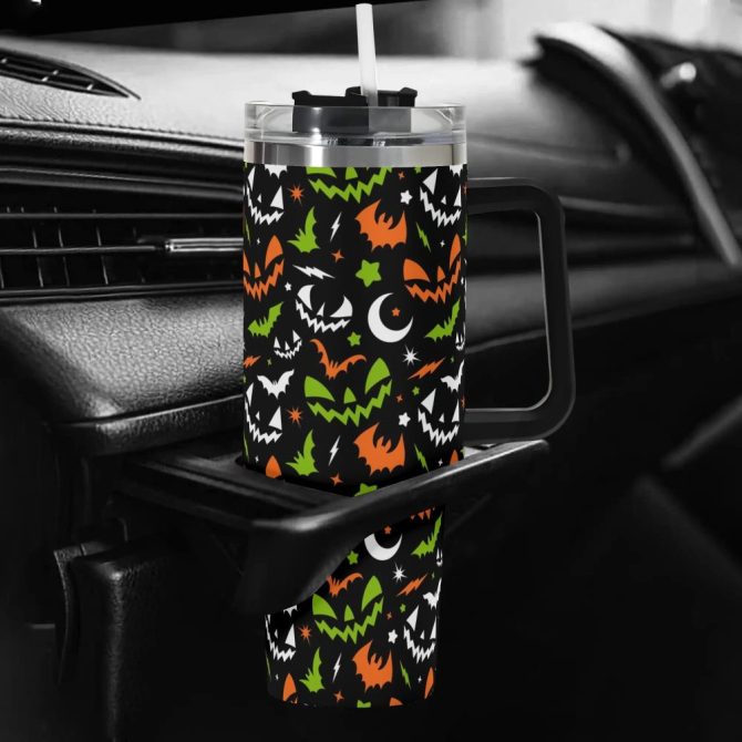 Halloween Fun Frights Retro Cute Custom Stanley Quencher 40Oz Stainless Steel Tumbler With Handle - Image 5