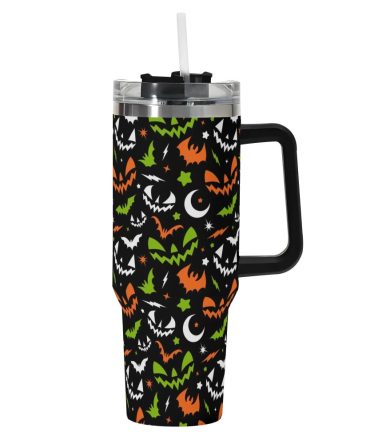 Halloween Fun Frights Retro Cute Custom Stanley Quencher 40Oz Stainless Steel Tumbler With Handle