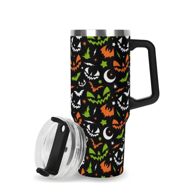 Halloween Fun Frights Retro Cute Custom Stanley Quencher 40Oz Stainless Steel Tumbler With Handle - Image 3