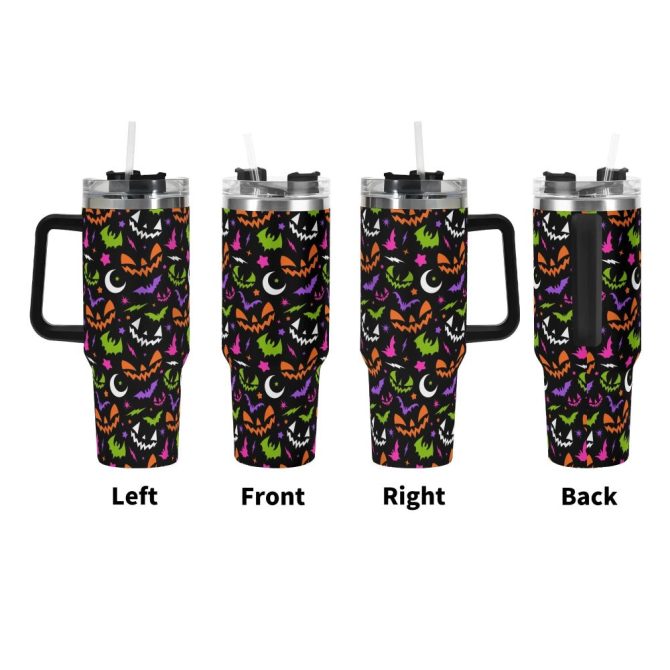 Halloween Fun Frights Retro Cute Custom Stanley Quencher 40Oz Stainless Steel Tumbler With Handle - Image 2