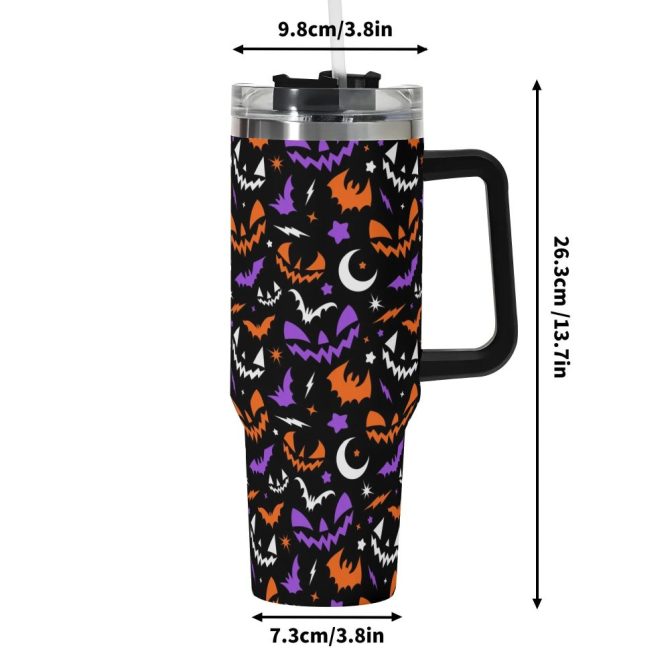 Halloween Fun Frights Retro Cute Custom Stanley Quencher 40Oz Stainless Steel Tumbler With Handle - Image 6