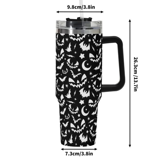 Halloween Fun Frights Retro Cute Custom Stanley Quencher 40Oz Stainless Steel Tumbler With Handle - Image 6