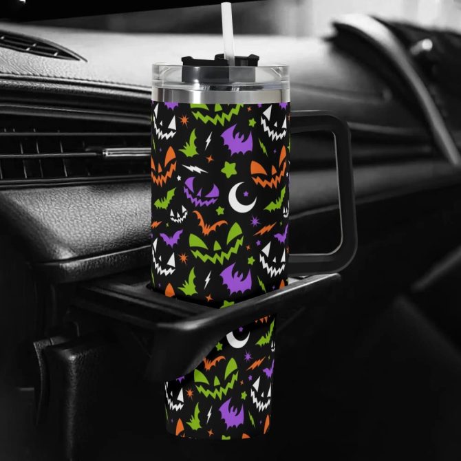 Halloween Fun Frights Retro Cute Custom Stanley Quencher 40Oz Stainless Steel Tumbler With Handle - Image 5
