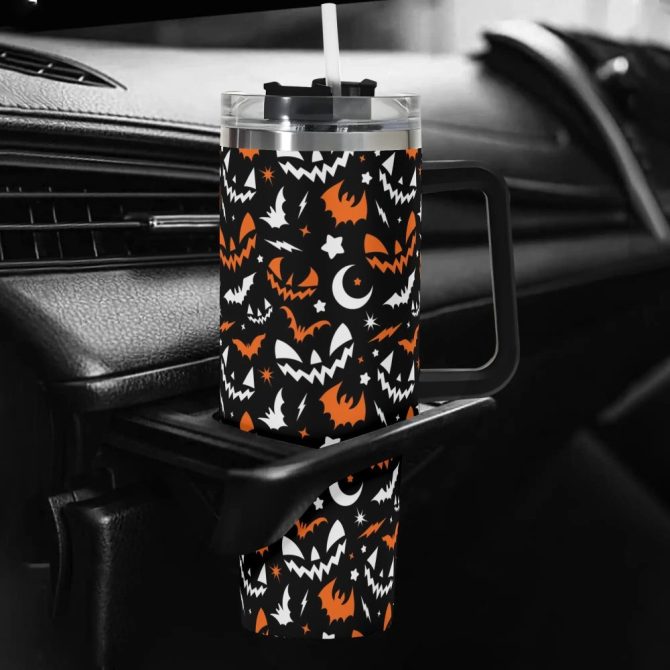 Halloween Fun Frights Retro Cute Custom Stanley Quencher 40Oz Stainless Steel Tumbler With Handle - Image 5
