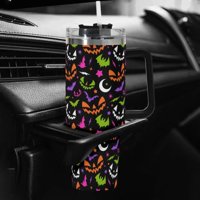 Halloween Fun Frights Retro Cute Custom Stanley Quencher 40Oz Stainless Steel Tumbler With Handle - Image 5