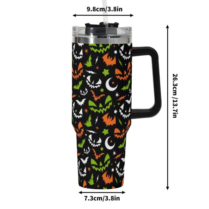 Halloween Fun Frights Retro Cute Custom Stanley Quencher 40Oz Stainless Steel Tumbler With Handle - Image 6