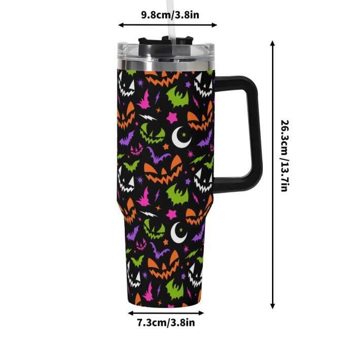 Halloween Fun Frights Retro Cute Custom Stanley Quencher 40Oz Stainless Steel Tumbler With Handle - Image 6