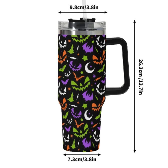 Halloween Fun Frights Retro Cute Custom Stanley Quencher 40Oz Stainless Steel Tumbler With Handle - Image 6