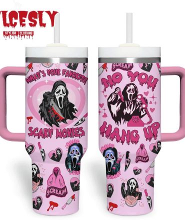Halloween Ghostface Scream Movies Custom Stanley Quencher 40Oz Stainless Steel Tumbler With Handle