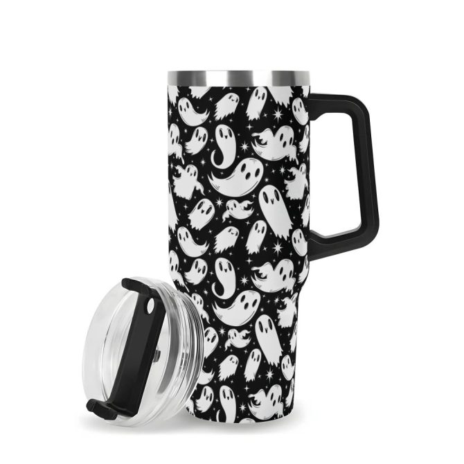 Halloween Ghosties Custom Stanley Quencher 40Oz Stainless Steel Tumbler With Handle