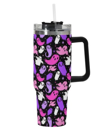 Halloween Ghosties Custom Stanley Quencher 40Oz Stainless Steel Tumbler With Handle