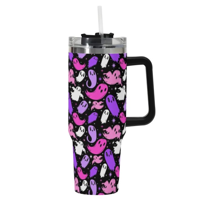Halloween Ghosties Custom Stanley Quencher 40Oz Stainless Steel Tumbler With Handle