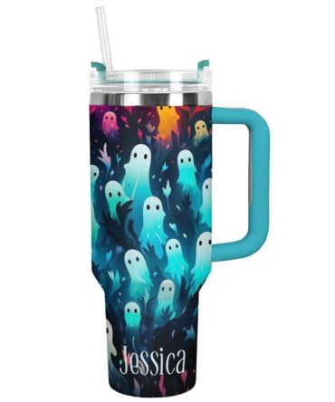 Halloween Ghostly Glow Custom Stanley Quencher 40Oz Stainless Steel Tumbler With Handle