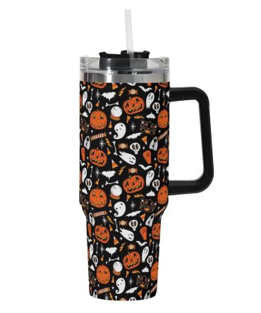 Halloween Ghouls Spooky Custom Stanley Quencher 40Oz Stainless Steel Tumbler With Handle
