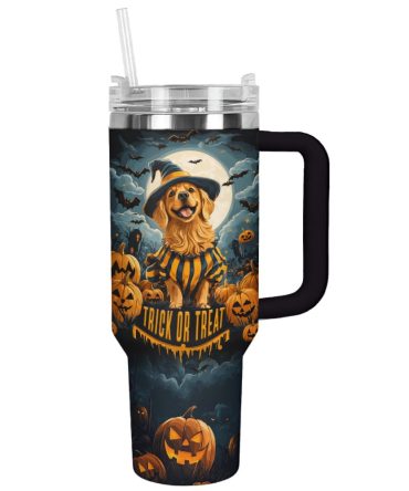 Halloween Golden Trick Or Treat Custom Stanley Quencher 40Oz Stainless Steel Tumbler With Handle