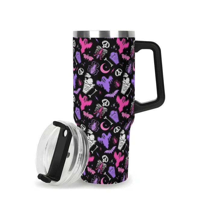 Halloween Graveyard Ghouls Custom Stanley Quencher 40Oz Stainless Steel Tumbler With Handle - Image 3