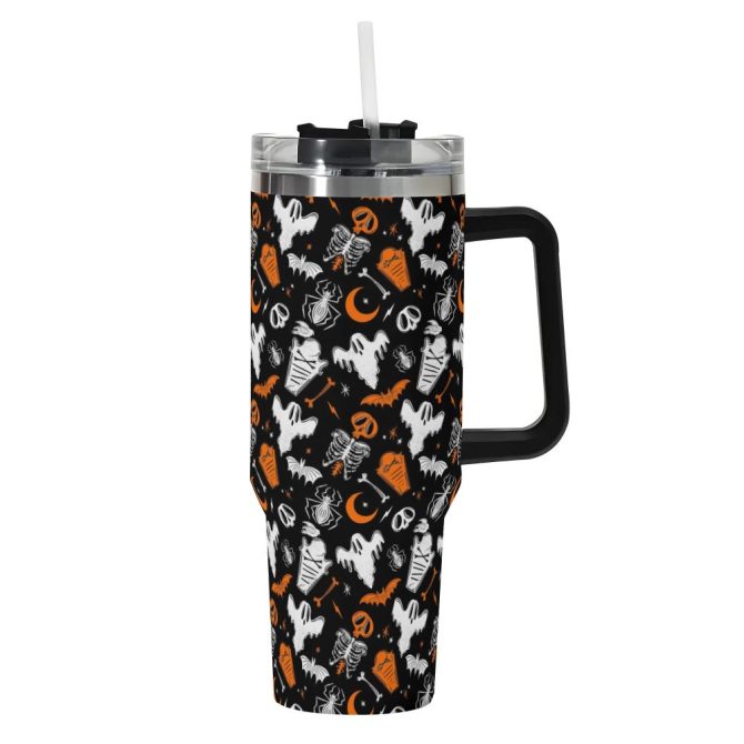 Halloween Graveyard Ghouls Custom Stanley Quencher 40Oz Stainless Steel Tumbler With Handle