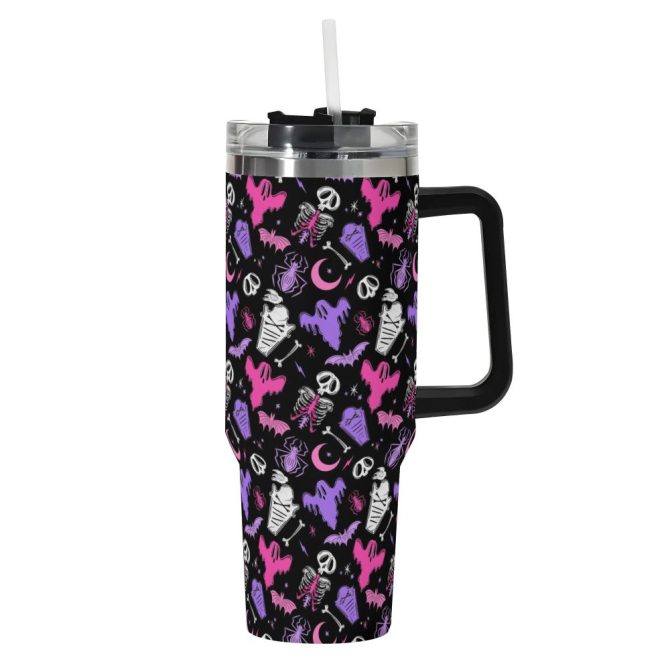 Halloween Graveyard Ghouls Custom Stanley Quencher 40Oz Stainless Steel Tumbler With Handle