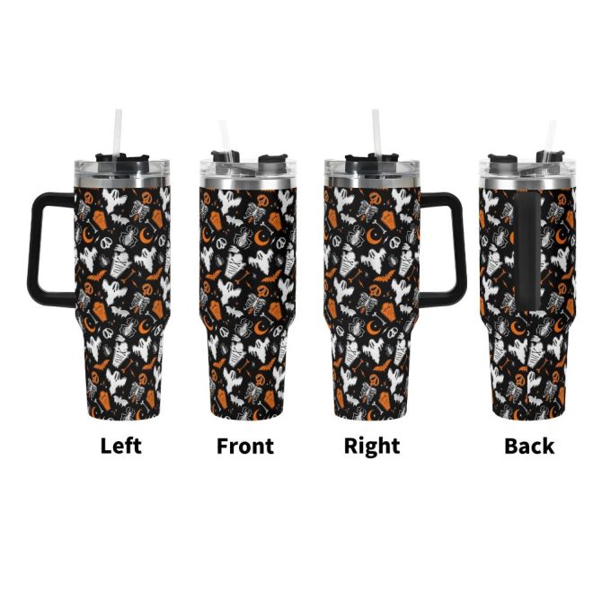 Halloween Graveyard Ghouls Custom Stanley Quencher 40Oz Stainless Steel Tumbler With Handle - Image 2