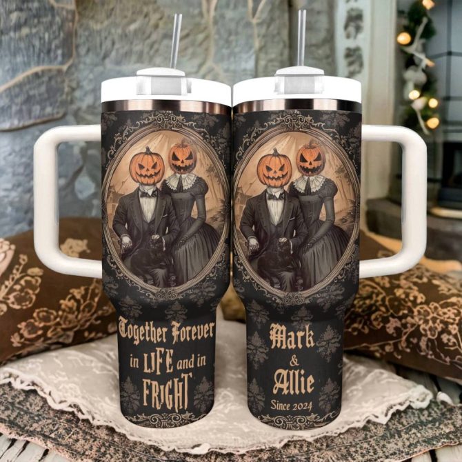 Halloween Haunted Romancecustom Stanley Quencher 40Oz Stainless Steel Tumbler With Handle - Image 3