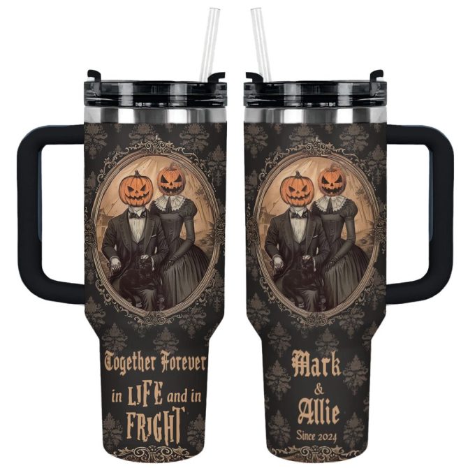 Halloween Haunted Romancecustom Stanley Quencher 40Oz Stainless Steel Tumbler With Handle