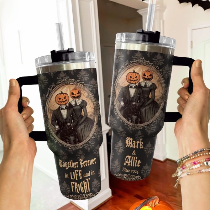 Halloween Haunted Romancecustom Stanley Quencher 40Oz Stainless Steel Tumbler With Handle - Image 2