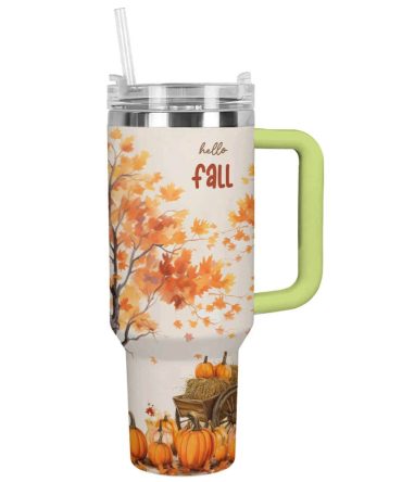 Halloween Hello Fall Custom Stanley Quencher 40Oz Stainless Steel Tumbler With Handle