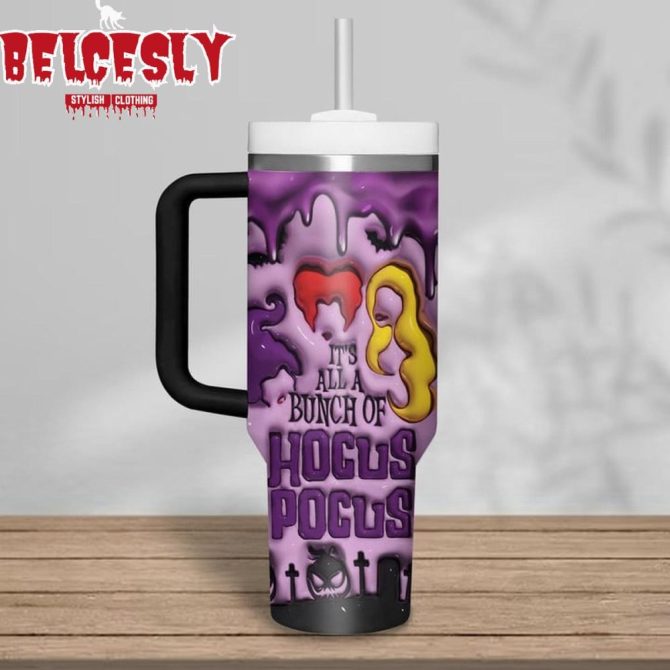 Halloween Hocus Pocus Movies Custom Stanley Quencher 40Oz Stainless Steel Tumbler With Handle - Image 2