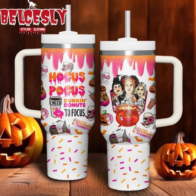 Halloween Hocus Pocus Movies Custom Stanley Quencher 40Oz Stainless Steel Tumbler With Handle