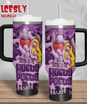 Halloween Hocus Pocus Movies Custom Stanley Quencher 40Oz Stainless Steel Tumbler With Handle