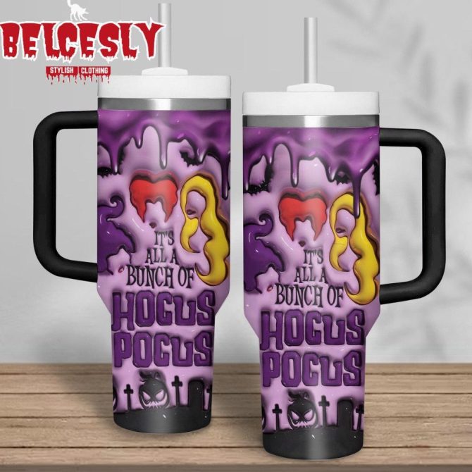 Halloween Hocus Pocus Movies Custom Stanley Quencher 40Oz Stainless Steel Tumbler With Handle