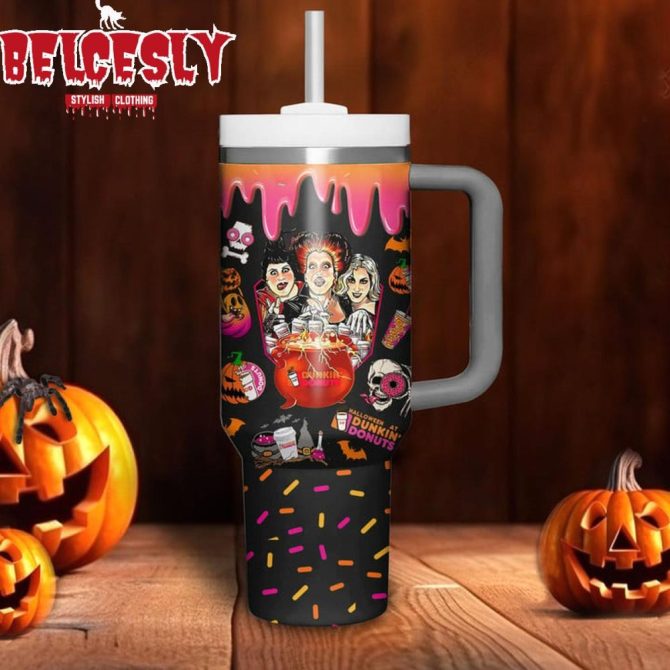 Halloween Hocus Pocus Movies Custom Stanley Quencher 40Oz Stainless Steel Tumbler With Handle - Image 3