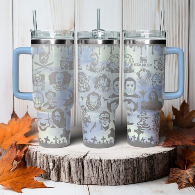 Halloween Horror Characters Movies Custom Stanley Quencher 40Oz Stainless Steel Tumbler With Handle