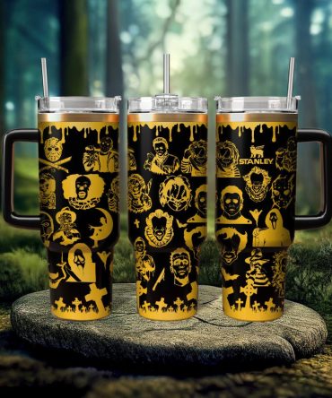 Halloween Horror Characters Movies Custom Stanley Quencher 40Oz Stainless Steel Tumbler With Handle