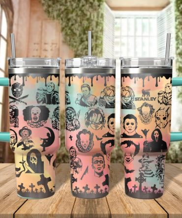 Halloween Horror Characters Movies Custom Stanley Quencher 40Oz Stainless Steel Tumbler With Handle