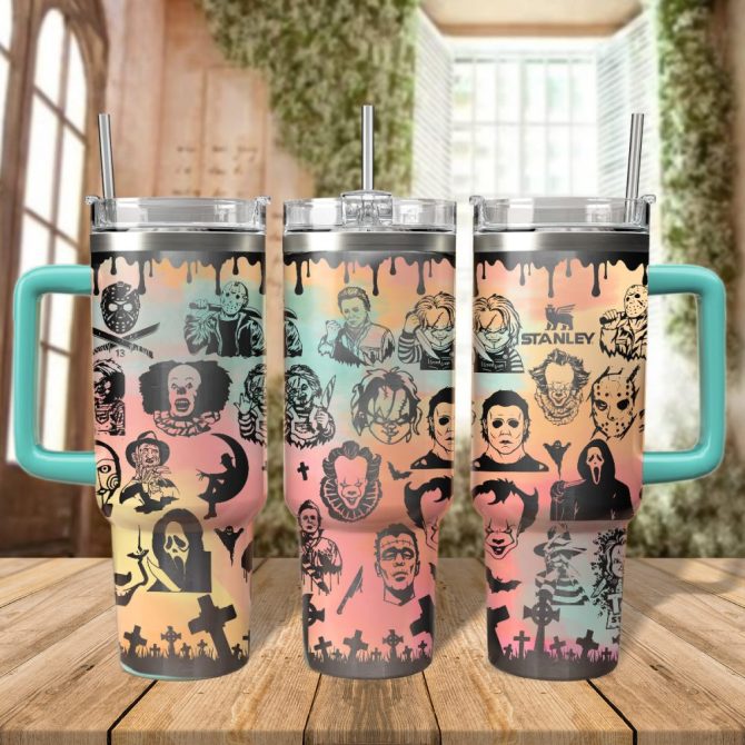Halloween Horror Characters Movies Custom Stanley Quencher 40Oz Stainless Steel Tumbler With Handle