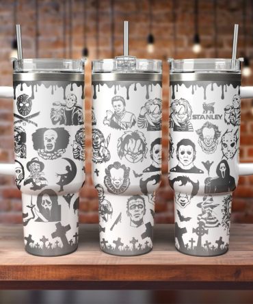 Halloween Horror Characters Movies Custom Stanley Quencher 40Oz Stainless Steel Tumbler With Handle