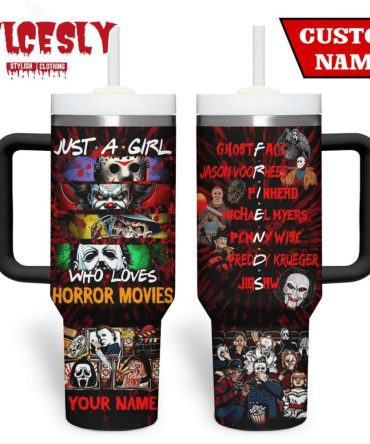 Halloween Horror Characters Movies Custom Stanley Quencher 40Oz Stainless Steel Tumbler With Handle