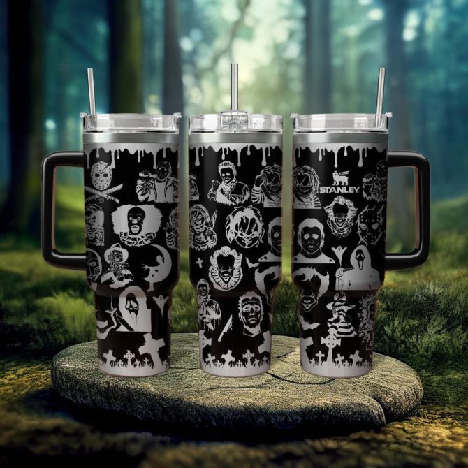 Halloween Horror Characters Movies Custom Stanley Quencher 40Oz Stainless Steel Tumbler With Handle