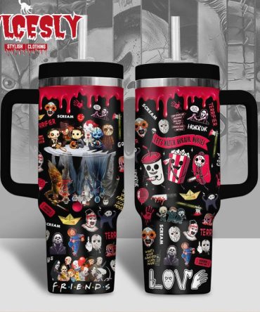 Halloween Horror Characters Movies Custom Stanley Quencher 40Oz Stainless Steel Tumbler With Handle
