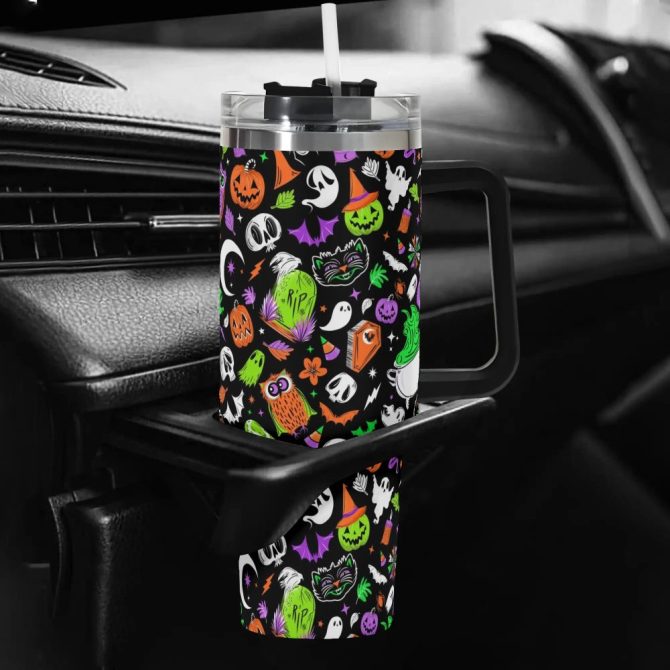 Halloween It #8217;S Spooky Season Custom Stanley Quencher 40Oz Stainless Steel Tumbler With Handle - Image 5