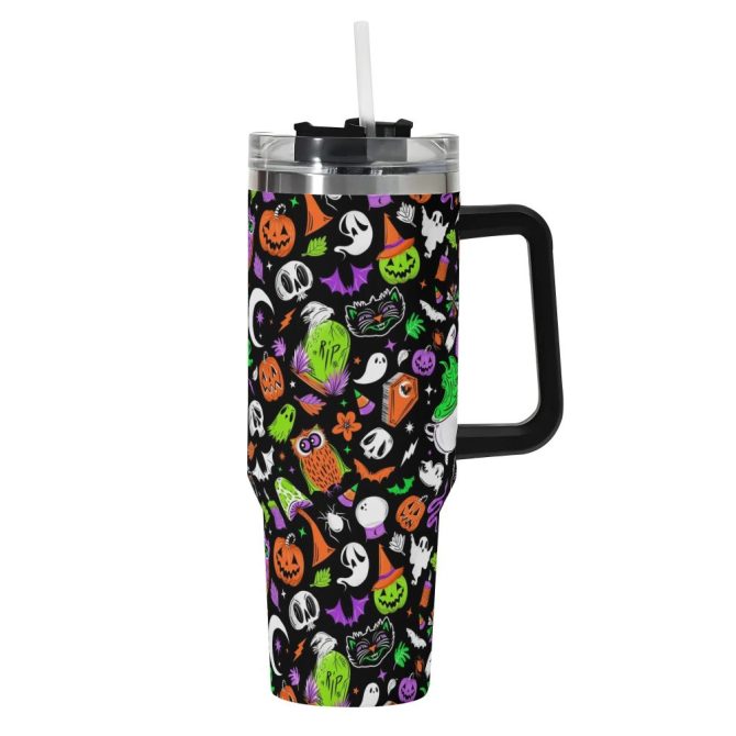 Halloween It #8217;S Spooky Season Custom Stanley Quencher 40Oz Stainless Steel Tumbler With Handle - Image 2