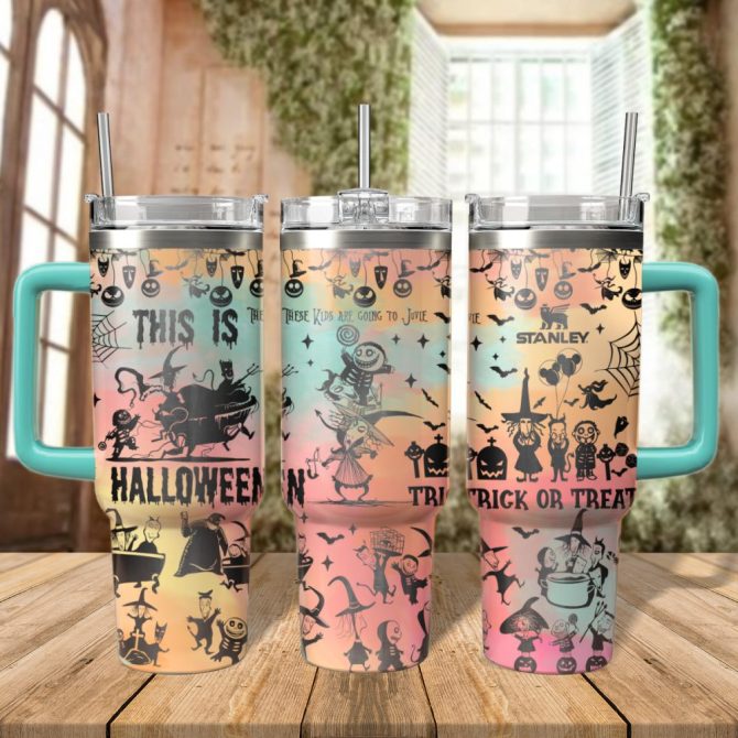 Halloween Lock Shock And Barrel Custom Stanley Quencher 40Oz Stainless Steel Tumbler With Handle