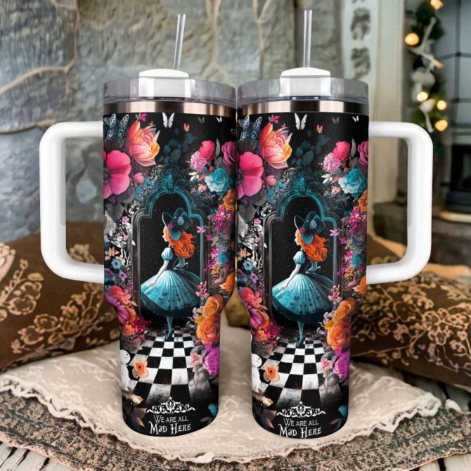 Halloween Lost In Wonderland Custom Stanley Quencher 40Oz Stainless Steel Tumbler With Handle - Image 3