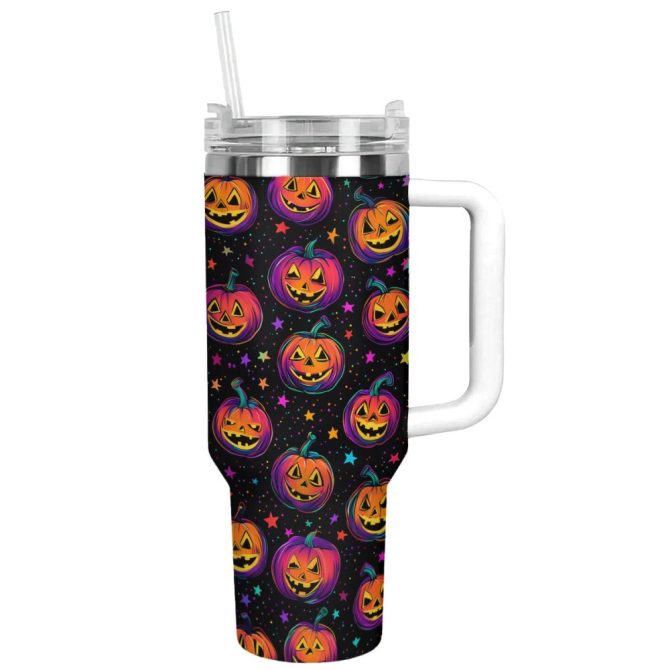Halloween Magical Pumpkin Party Custom Stanley Quencher 40Oz Stainless Steel Tumbler With Handle - Image 13